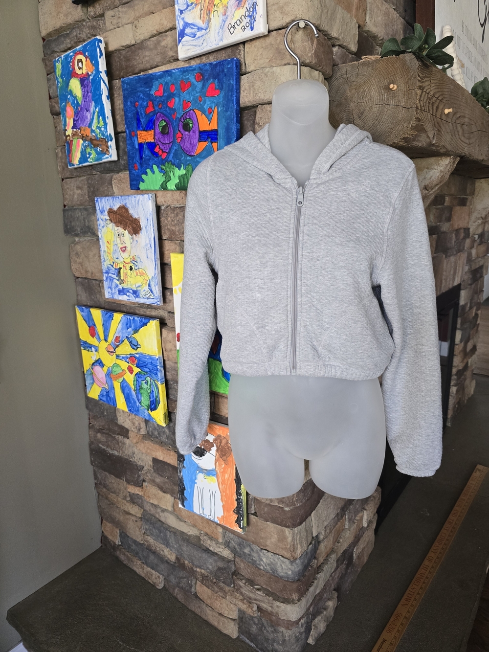 Offline by aerie Women's Heather Gray Cropped Zip Hoodie Size Extra Small